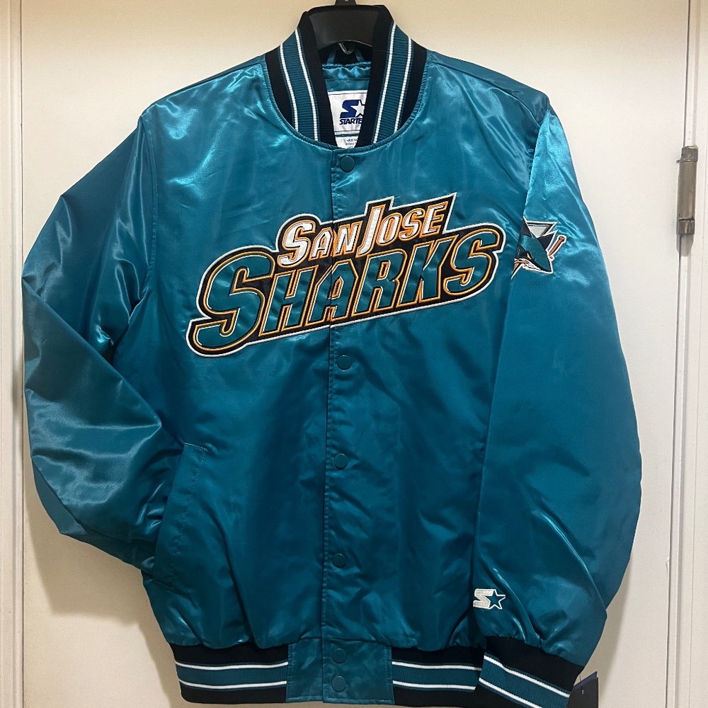 San Jose SHARKS Men's Premium STARTER Jacket By G-III Teal Color Jacket - NEW